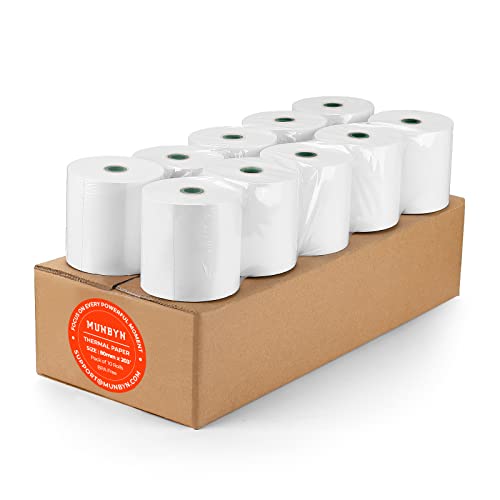 MUNBYN Thermal Paper 3 1/8 x 230ft, 10 Rolls Receipt Paper Work for Star Micronics TSP100 TSP143 Epson 80mm Receipt Printer Square POS Register, 80mm Thermal Receipt Paper, BPA Free, Plus Version -