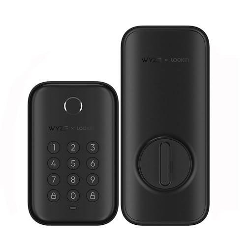 Wyze Auto-Lock Bolt, Fingerprint Unlock with Keypad, Electronic Digital Entry Door Smart Deadbolt Lock, IPX5 Weatherproof, Easy Installation, Matte Black -