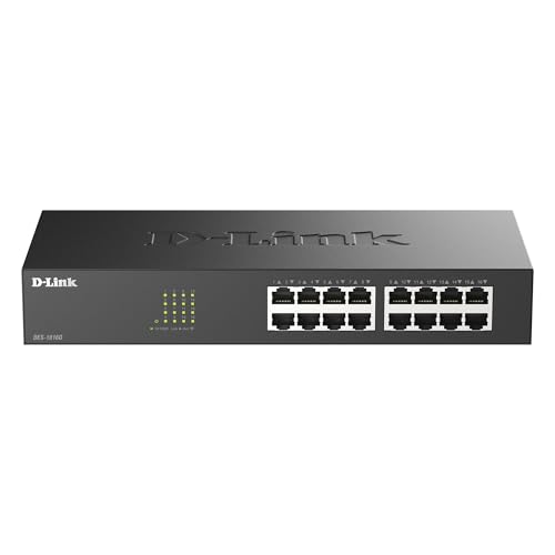 D-Link 16 Port Fast Ethernet Switch Unmanaged 10/100 Mbps Desktop Rackmount Plug and Play Metal Housing Fanless Design EEE (DES-1016D) -