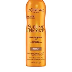L'Oreal Paris Sublime Bronze Self Tanning Mist, Medium to Natural Spray Tan, 4.6 oz -