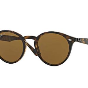 Ray-Ban RB2180 Polarized Unisex Round Sunglasses (Shiny Dark Havana Frame/Polarized Brown Lens 701/83, 49) -