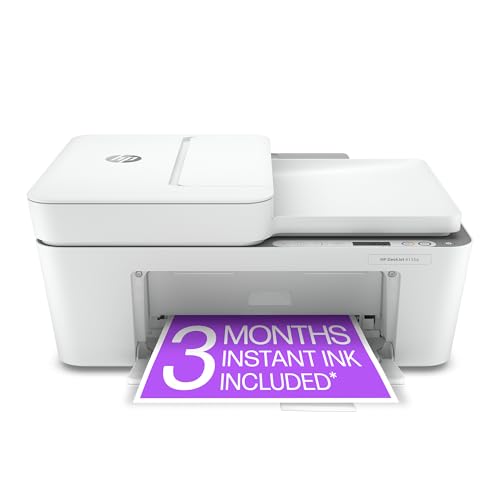 HP DeskJet 4155e Wireless Color Inkjet Printer, Print, scan, copy, Easy setup, Mobile printing, Best-for home, 3 month Instant Ink trial included, white -