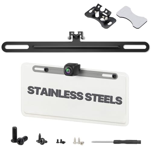 Universal License Plate Bracket – Stainless Steel Mount Holder for Backup Camera, CarPlay, Dash Cam, and Mirror Camera, TTXSCAM-B06 -
