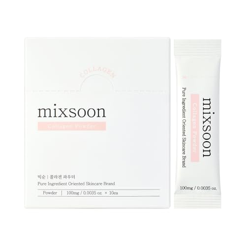 mixsoon Collagen Powder Stick 100mg / 0.0035 oz.(10ea) Low Molecular Radiance Easly Use Blending for Sensitive Skin Korean Glass Skin Care -