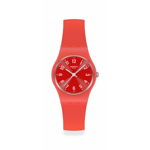 Swatch Casual Watch Unisex Pink Quartz Plastic Notes of Coral -