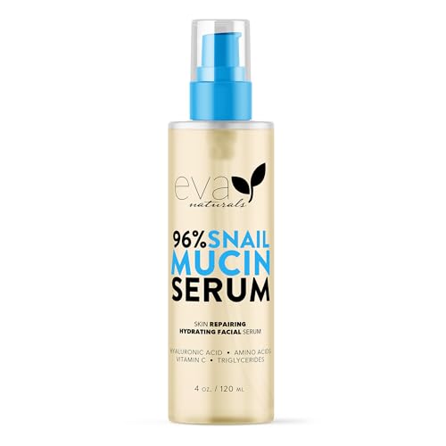 Eva Naturals Snail Mucin Serum For Face 4oz – Korean Skincare, Moisturizing & Rejuvenating Serum For All Skin Types -