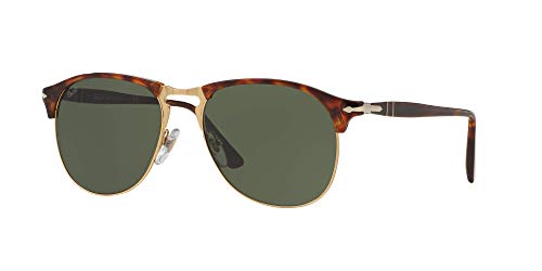 Persol Man Sunglasses Havana Frame, Green Lenses, 53MM -