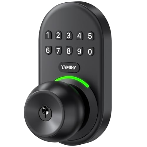 Keypad Smart Door Knob Lock, Yamiry Keyless Entry Digital Lock with Handle, Electronic Code Knob for Front Door, Easy Installation -