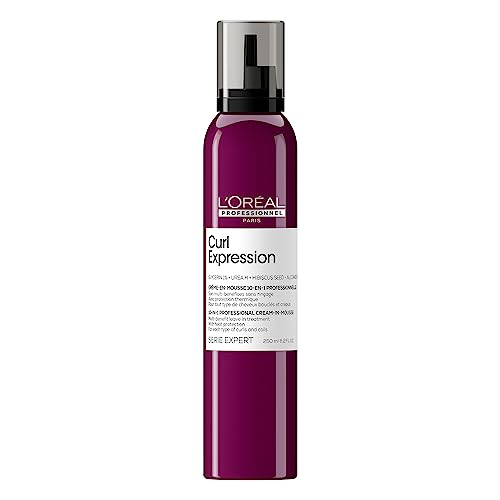 L'Oréal Professionnel Paris Curl Expression 10-in-1 Mousse - Multi-Benefits For Curly and Coily Hair - Defines and Strengthens Curls With Heat Protection, Silicone, Paraben and Alcohol-Free -