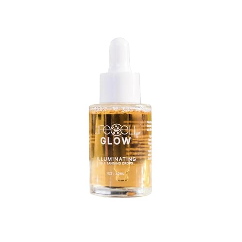 LifeCell Glow Self-Tanning Drops for Face & Body, DHA & Squalane Formula, Customizable Tan, Streak-Free, Hydrating, Fragrance-Free, Non-Comedogenic, Safe for All Skin Types, 1 Fl Oz -