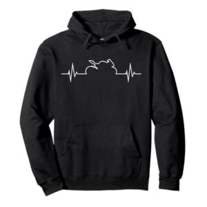 Sportbike Heartbeat Hoodie Motorcycle Pulse Line EKG Pullover Hoodie -