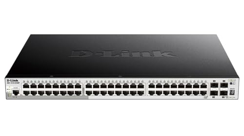 D-Link 52-Port Gigabit Stackable Smart Managed PoE+ Switch with 10G Uplinks | 48 PoE+ (740W) + 4 10GbE SFP+ Ports| L2+/L3 Lite |VLANs |Web Managed |Surveillance Mode | NDAA Compliant (DGS-1510-52XMP) -