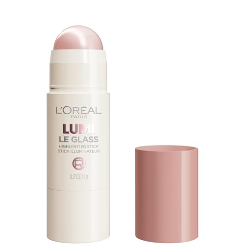 L'Oreal Paris True Match Lumi Le Glass Highlighter Stick, Reflective, Translucent, Glassy Highlighter for Face and Body, 620 Pink Ballet, 0.25 Oz -