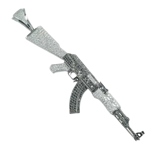 925 Sterling Silver Iced Out 9.50 ct Moissanite AK-47 Pendant with Hip Hop Shiny Machine-Gun Charm Designer Handmade Jewelry Gift For Men -