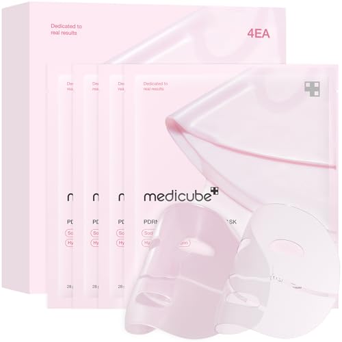 medicube Salmon DNA PDRN pink collagen jelly gel mask | overnight face mask for glass glow skin- elasticity, hydrating, firming and moisturizing | korean skincare, 28g, 4ea -