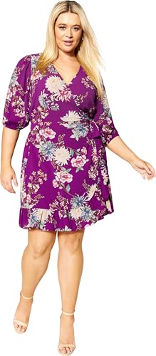 City Chic Women's Plus Size Dress Marina, Magenta Festival FL, 18 -