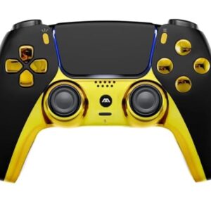 Custom Wireless UN-MODDED PRO Controller compatible with PS5 Exclusive Unique Design (Black/Gold) -