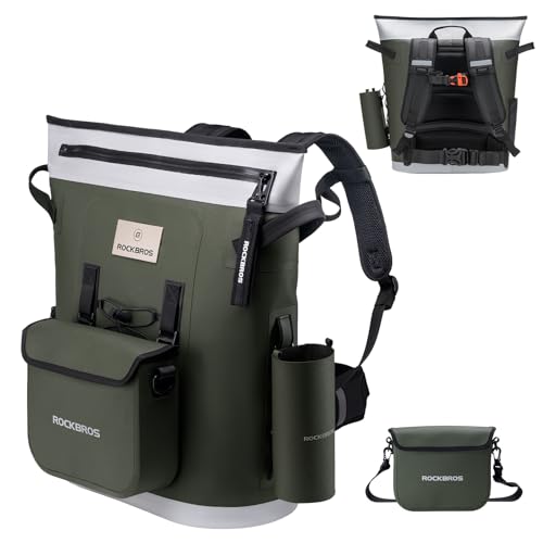 ROCKBROS Soft Cooler Backpack 36 Can Insulated Soft Sided Cooler Bag Leak-Proof with Removeable Pockets Portable for Picnic Beach Camping Outdoor Party -