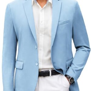 COOFANDY Mens Suit Coat Dress Jacket Blue Travel Blazer Wrinkle Free Business Casual Lightweight Jacket -
