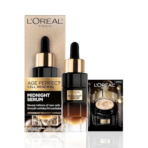 L'Oreal Paris Age Perfect Anti-Aging Midnight Face Serum, Reduce Wrinkles 1oz + Eye Cream Sample -