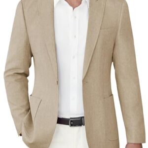 COOFANDY Men's Casual Blazer Suit Jackets Slim Fit One Button Sports Coat with Pockets Light Khaki -