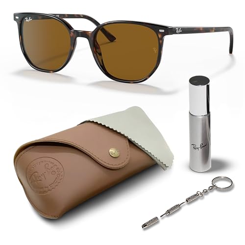 RAY-BAN RB2197 ELLIOT Square Shape Sunglasses with Official Eyewear Care Kit Bundle -