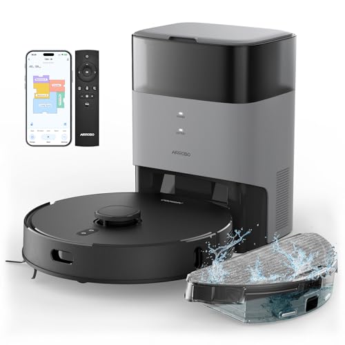 AIRROBO Robot Vacuum and Mop Combo, Self-Emptying, 60-Day Capacity, Home Mapping, Schedule, Wi-Fi/App/Alexa/Remote, 180mins Runtime, T20+ Robotic Vacuum Cleaner for Pet, Hard Floors, Carpet -