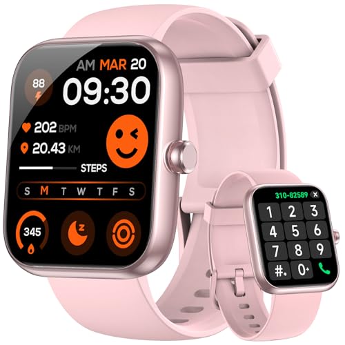 Smart Watch for Men Women Alexa Built-in, Fitness Tracker with Call Function & 1.83" HD Touchscreen, 100 Sport Modes, Heart Rate/Sleep Monitor, IP68 Waterproof, iOS Android Compatible (Pink) -