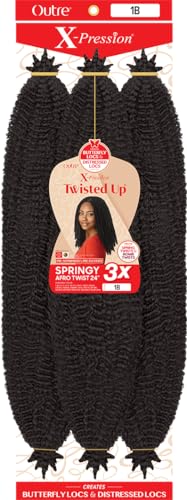 Outre Crochet Braids X-Pression Twisted Up 3X Springy Afro Twist 24" (1-pack, 1B) -