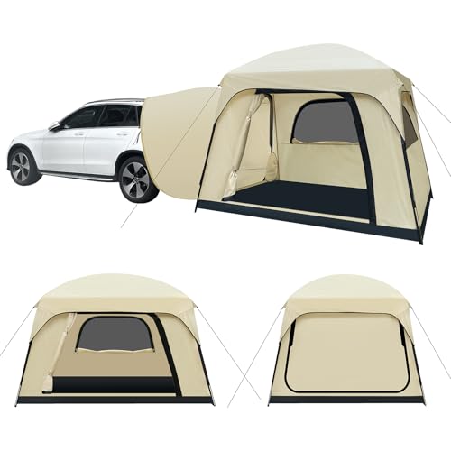 Qualencey SUV Tent, Dual Mode (Party & Privacy), Heavy-Duty Oxford Fabric, Sturdy Metal Frame, Quick Connect Setup for SUV/Jeep/Truck with Cap, All-Season Waterproof Camping Shelter -