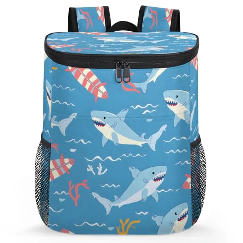 Obtravar Cartoon Shark Cooler Backpack Insulated Backpack Cooler Waterproof Leak Proof Large Capacity Cooler Bags for Picnic Camping Work Beach -