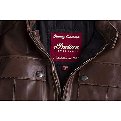 Indian Motorcycle Men's Leather Getaway Riding Jacket with Removable Liner, Brown - 2XL -