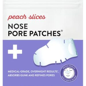 Peach Slices | Nose Pore Patches | Medical-Grade Hydrocolloid | Targets Pores & Pimples | Absorbs Oil Overnight | Vegan | Cruelty-Free | Facial Skin Care Products | 7 Ct -