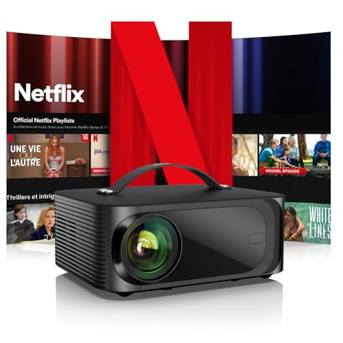 [Netflix-Licensed/1200 ANSI/Auto Focus]Outdoor-Projector-4K with Wifi6 and Bluetooth, Smart TV OS & DoIby, Portable Projector with Netflix/YouTube/PrimeVideo, ONOAYO 1080P Proyector with 300 ''Display -