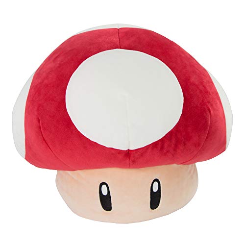 Club Mocchi-Mocchi- Mario Kart Plush - Red Mushroom Plushie - Squishy Mario Toys and Cute Stuffed Animals - Gaming Room Decor - Video Game Collectibles - 15 Inch -