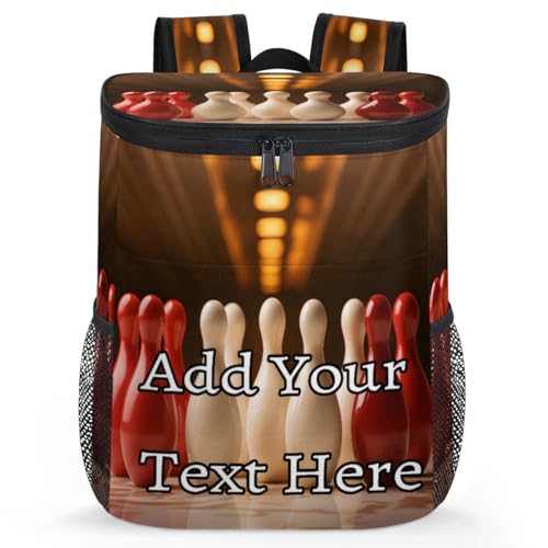Obtravar Bowling Ball Theme Custom Cooler Backpack Personalized Insulated Backpack Cooler Waterproof Leak Proof Large Capacity Cooler Bag -