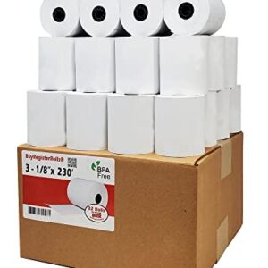 (32 Rolls) 3 1/8 x 230 Thermal Paper Receipt Rolls fits all Clover POS Cash Register Printers, Star Micronics SCP700 TSP100 TSP300 TSP400 TSP500 TSP600 TSP 700 TSP2000 CT S300 from BuyRegisterRolls -