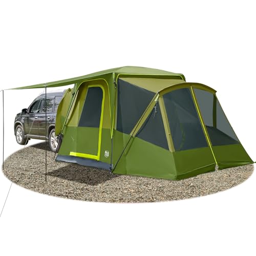 TIMBER RIDGE 5-9 Person SUV Tent with Screen Porch and Awning for Family Camping, Weather Resistant and Portable Van or Car Tent, Includes Rainfly and Storage Bag, 13' W X 10' L X 7.1' H, Green -