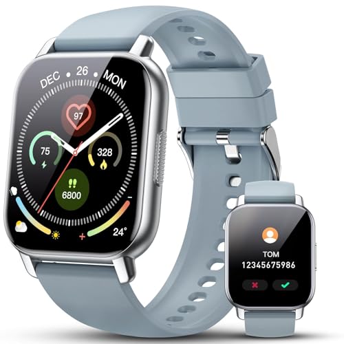 Smart Watch for Men Women, 1.85" HD Screen Smartwatch (Answer/Make Call) with Heart Rate Sleep Monitor Pedometer, 110+ Sports Mode Fitness Watch, IP68 Waterproof Fitness Tracker for Android iOS, Grey -