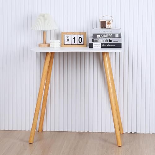 bephible Computer Desk, Modern Ergonomic Design Office Desks, Thickened Plate Spacious Desktop Computer Desk Solid Wood Pc Work Writing Table for Bedroom White -