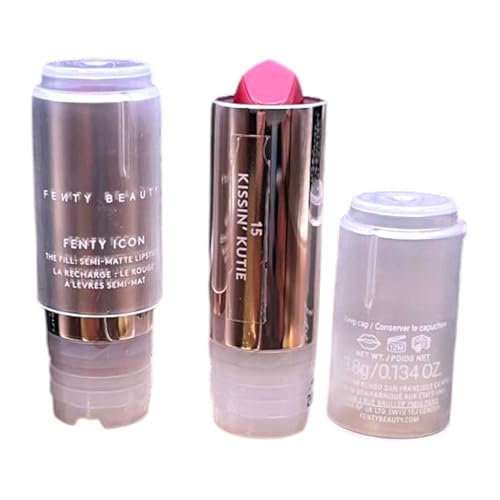 FENTY BEAUTY by Rihanna Icon Semi-Matte Lipstick Refill - Kissin' Kutie | Refillable Lip Color, Longwear, Lightweight, Nude Pink, 3.8g / 0.134oz -
