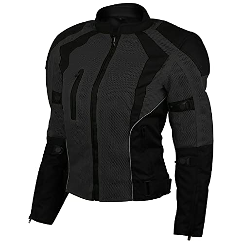 Vance Advance Womens All Weather Season CE Armor Mesh Motorcycle Biker Riding Jacket (2XL, Black) -