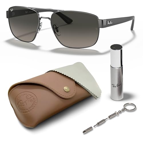 Ray-Ban RB3663 Square Shape Sunglasses With Eyewear Kit Bundle - Adjustable Nose Pads - Ideal Formal and Casual Wear Square Sunglasses -