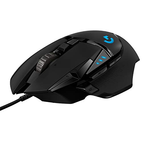 Logitech G502 HERO High Performance Wired Gaming Mouse, HERO 25K Sensor, 25,600 DPI, RGB, Adjustable Weights, 11 Programmable Buttons, On-Board Memory, PC / Mac -