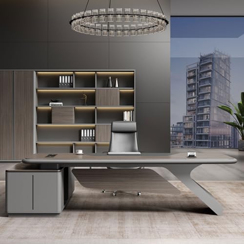 LSIGHTUS 79" L Shaped Minimalist Style Computer Desk Executive Office Desk with Lateral Cabinet Writing Study Table Business Furniture Set for Home Office -