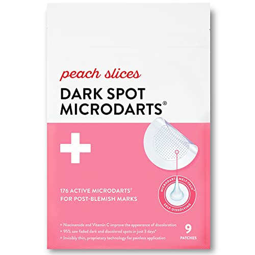 Peach Slices Dark Spot MicroDarts | For Dark Spots, Post-Blemish Redness | Self-Dissolving | Niacinamide, Vitamin C, Hyaluronic Acid, and Cica | Vegan | Cruelty Free | 9 Patches -
