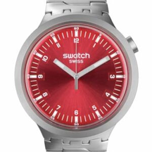 Swatch Unisex Dress Red Stainless Steel Quartz Big Bold Irony Forest Scarlet Shimmer -
