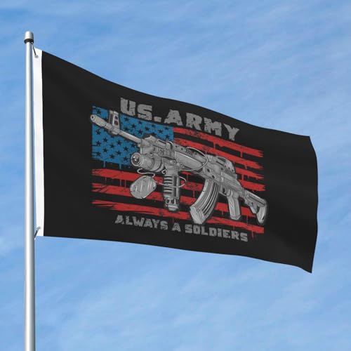 Double Sided Grey Ak47 Machine Gun On American Flag Background Flag 2x3 Ft Outdoor Vivid Color Durable Outside Flags Yard Decoration 2by3 Banner -