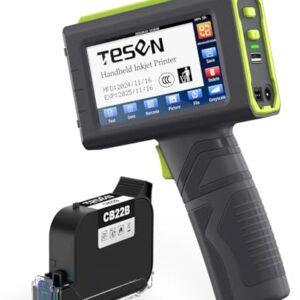 TESEN Upgraded Handheld Printer at 0.5 Inch Print Height with Sensor Printing on Production Line Use Fast Dry Ink to Print Date Time Logo Barcode QR Code Batch Number Anywhere (Works Over 16 Hours) -