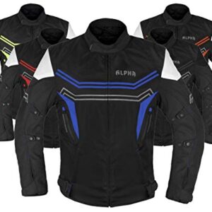 Motorcycle Jacket For Men Enduro Dualsport Riding High Visibility Dirtbike Ce Armor Waterproof All Season (BLUE, XXX-LARGE) -